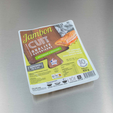 Jambon cuit sup&eacute;rieur d&eacute;couenn&eacute; d&eacute;graiss&eacute; (10 tranches de 45 g)