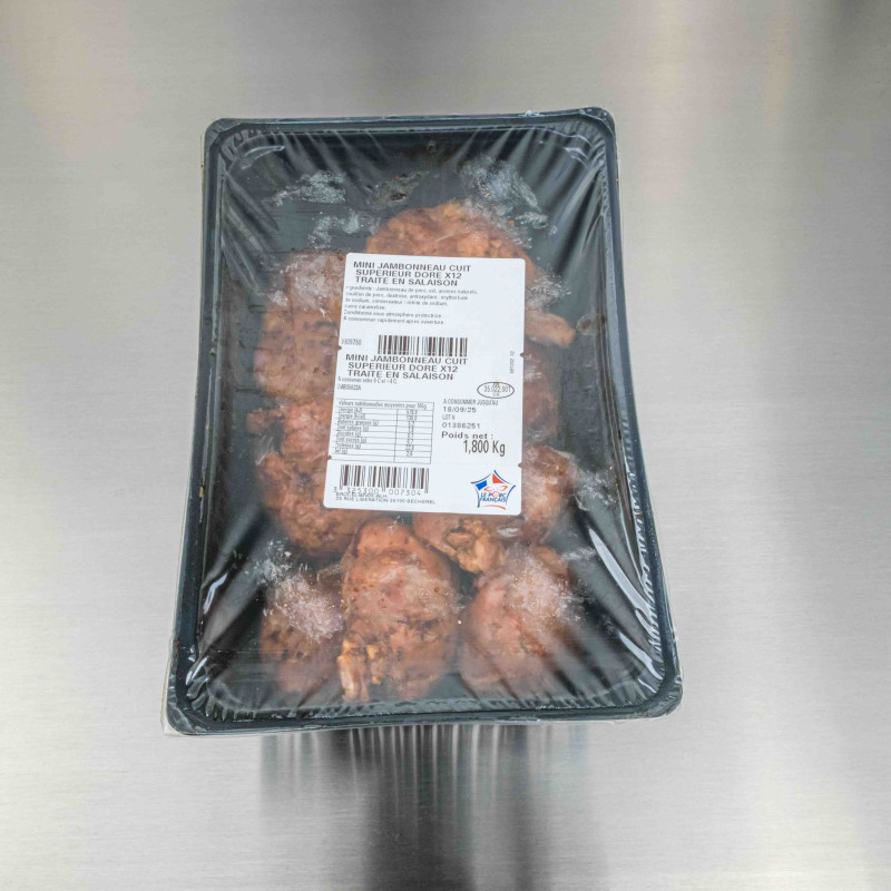 Mini-jambonneau cuit sup&eacute;rieur dor&eacute; avec os 1kg800 (12 mini-jambonneaux de 150 g) | Calidel Pro
