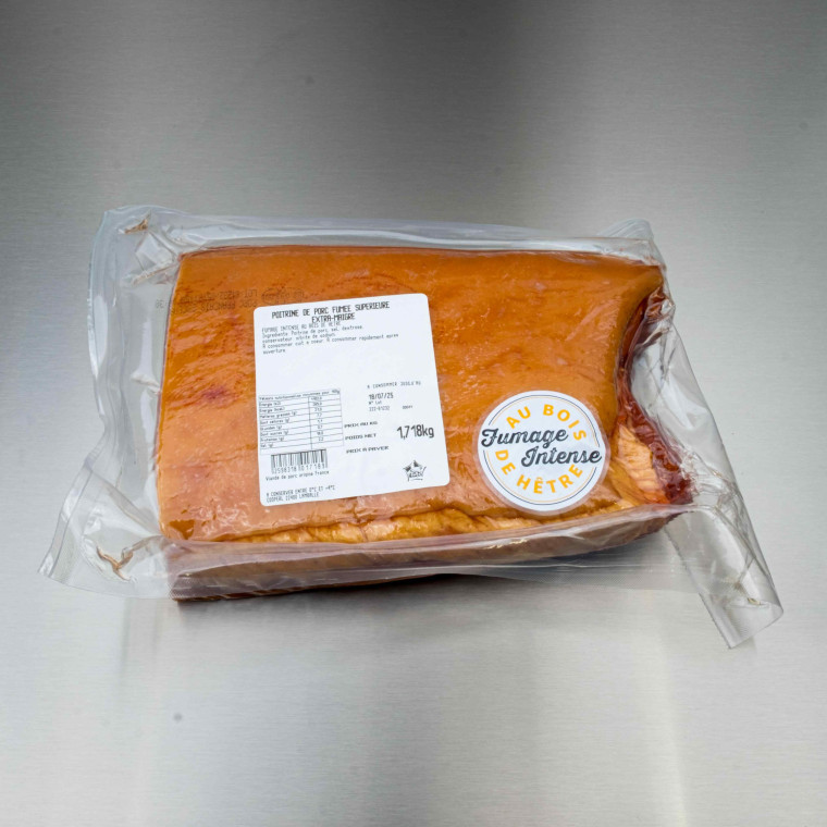 Poitrine de porc crue extra maigre fum&eacute;e 1kg600 env. | Calidel Pro