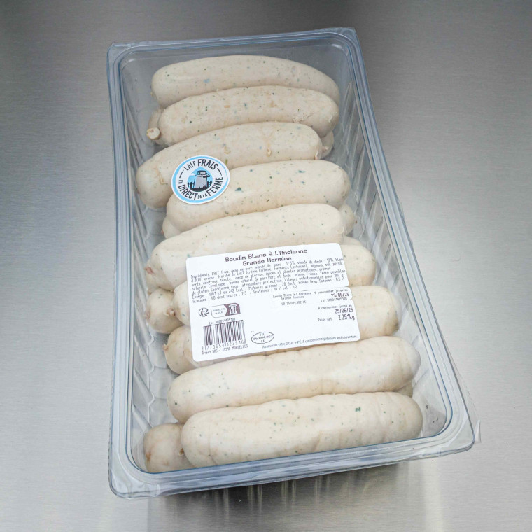 Boudin blanc Grande Hermine &agrave; l'ancienne 2kg400 env. (18 boudins) | Calidel Pro