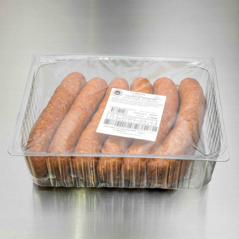 Saucisse de Montb&eacute;liard (12 pi&egrave;ces de 175 g) | Calidel Pro