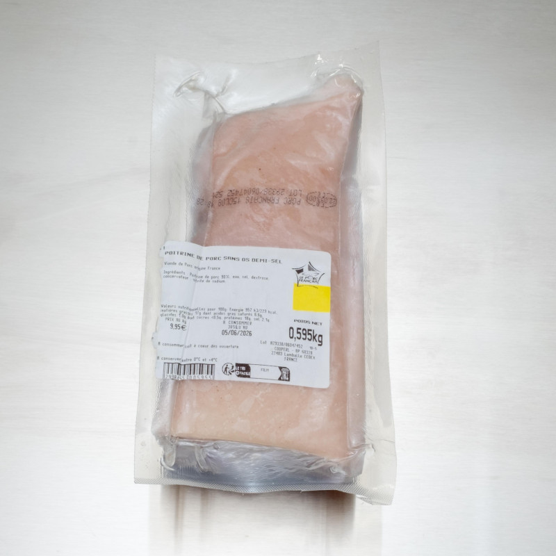 Poitrine de porc demi-sel cuite 700 g env. | Calidel Pro