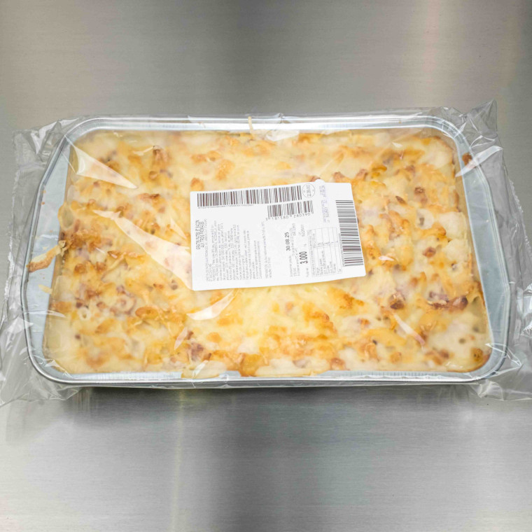 Gratin de p&acirc;tes, bacon et 3 fromages 3 kg env.