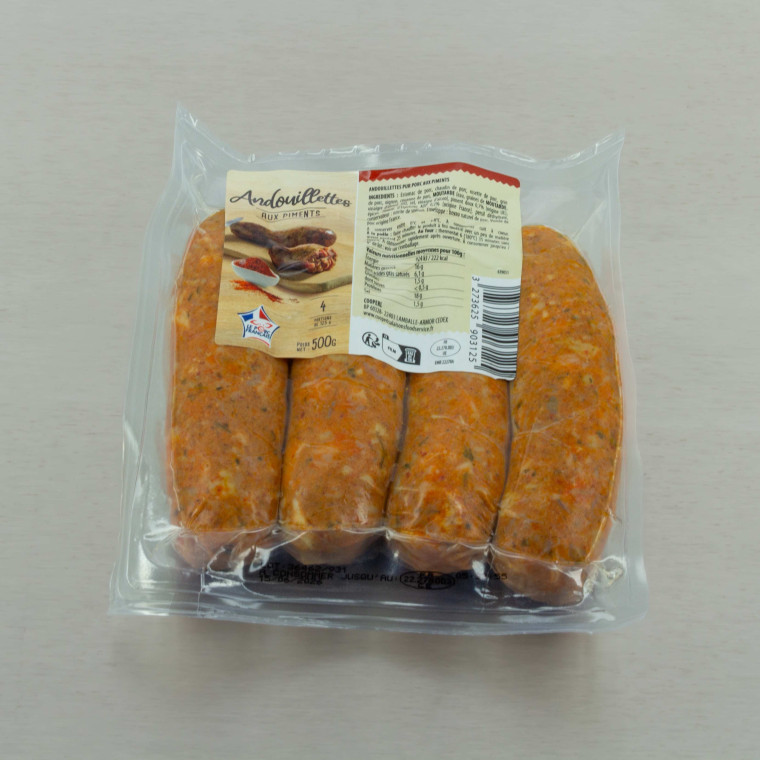 Andouillette pur porc aux piments 500 g (4 andouillettes de 125 g) | Calidel Pro